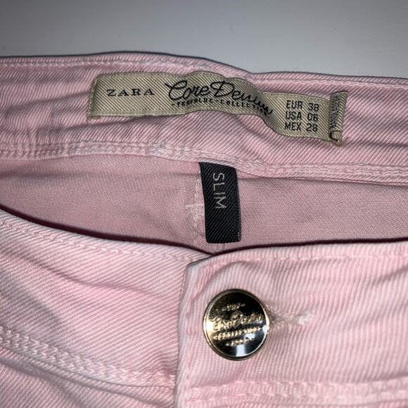 Zara Core Denim Trafaluc Coll. Slim Fit Dusty Rose Sz 6 - Picture 5 of 8